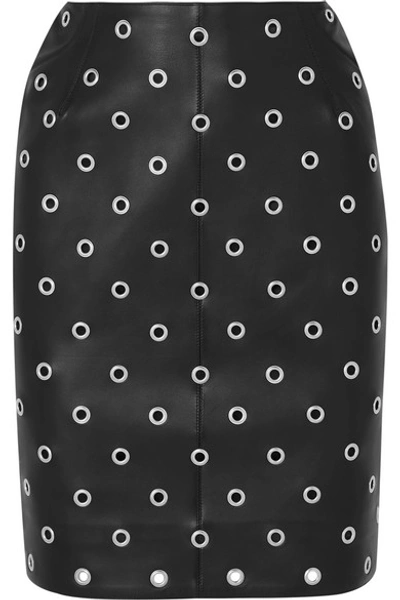 Alaïa Eyelet-embellished Leather Mini Skirt In Black