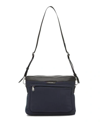 Paul Smith Leather-trimmed Nylon Cross-body Bag In Navy