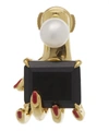ANISSA KERMICHE GOLD-PLATED MANIPULEARL AND ONYX AGATE HAND EARRING