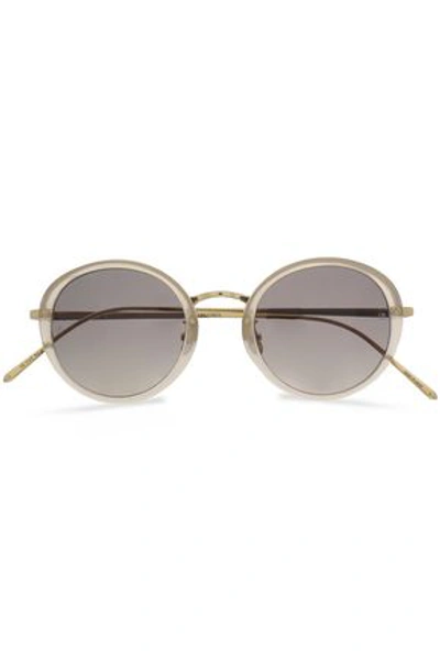 Linda Farrow Woman Round-frame Acetate And Gold-tone Sunglasses Taupe