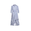RUMOUR LONDON SANTORINI BELTED STRIPED SHIRT DRESS WITH EMBROIDERED PANEL
