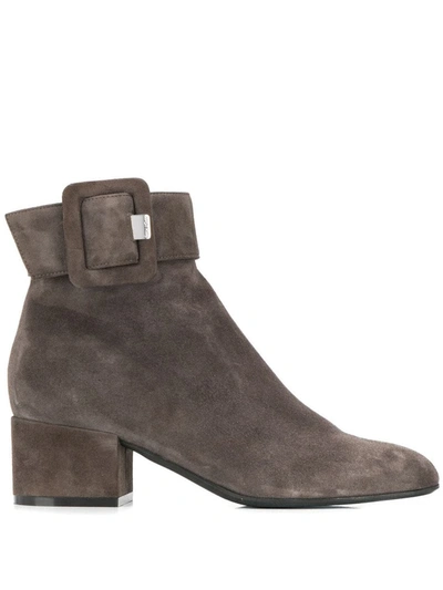 Sergio Rossi Ankle Boots Sr Mia 045 Suede Metallic Grey