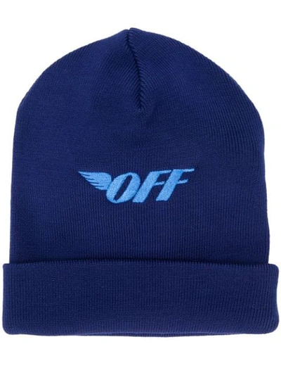 Off-white Embroidered Beanie In Blue