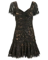 JONATHAN SIMKHAI Metallic Lace Ruffle Dress,060032403859