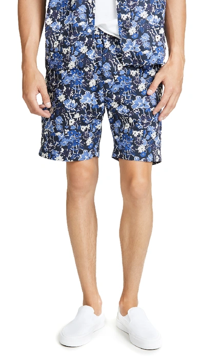 Norse Projects Luther Straight Liberty Print Shorts In Dark Navy