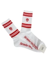 Alexander Mcqueen Striped Skull Sport Socks In White Red