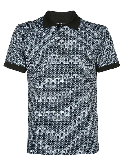 Ferragamo Geometric Print Polo Shirt In Blue