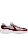 PRADA PRADA HIGH-SHINE LOW-TOP SNEAKERS - RED