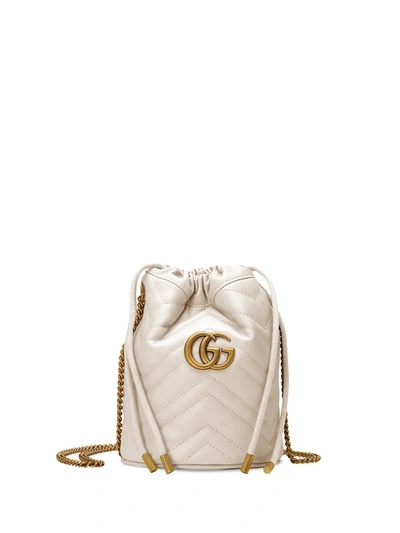Gucci Mini Gg Marmont Bucket Bag In White