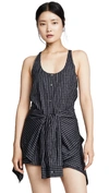 ALEXANDER WANG POPLIN TIE WAIST ROMPER