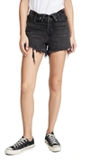 Alexander Wang Bite Distressed Denim Shorts In Grey Aged