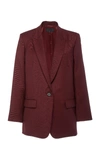 Nili Lotan Diane Wool-blend Twill Blazer In Burgundy