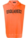 Dsquared2 Sleeveless Hoodie In Orange