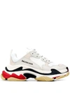 Balenciaga Triple S Logo Embroidered Sneakers In White