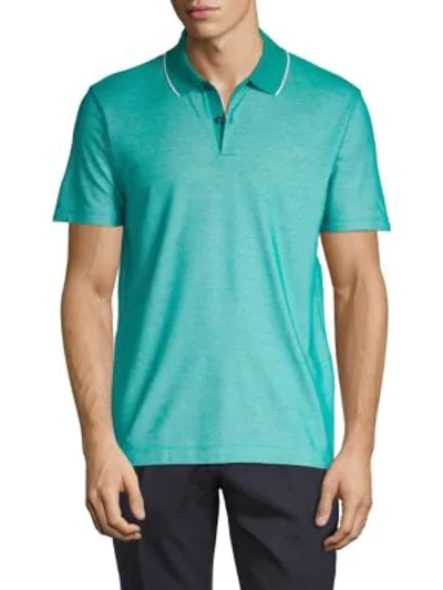 Hugo Boss Textured Cotton Polo In Green