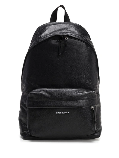 Balenciaga Arena Leather Zipped Backpack In Black