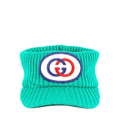 Gucci Ribbed Logo Patch Visor In Green