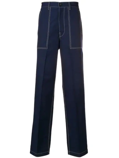 Marni Relaxed-fit Wool-gabardine Trousers In Blue