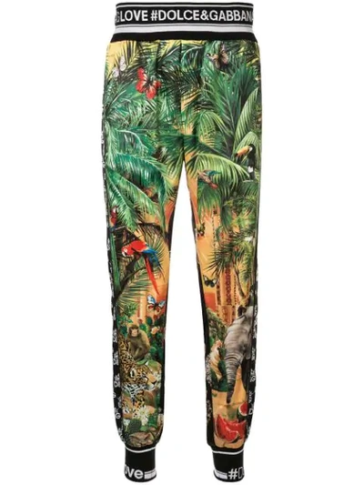 Dolce & Gabbana Dolce And Gabbana Multicolor Tropical King Print Lounge Trousers In Green