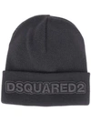 Dsquared2 Black Beanie With Logo In Black