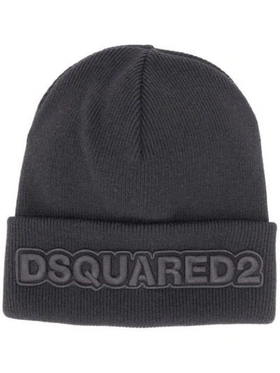 Dsquared2 Black Beanie With Logo
