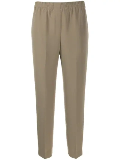 Theory Elasticated Straight-leg Trousers In Green