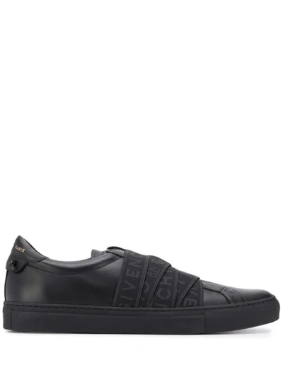 Givenchy Urban Street Logo-jacquard Leather Slip-on Trainers In Black