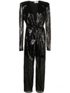 ATTICO ATTICO SEQUINNED V-NECK JUMPSUIT - BLACK