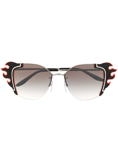 Prada Eyewear Ornate Sunglasses - Silver In Silber