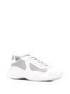 Prada Two-tone Leather And Fabric America S Cup Sneakers In White