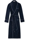 DEREK ROSE DEREK ROSE MEN'S PIPED DRESSING GOWN NELSON 71 COTTON BATISTE NAVY,5505-NELS071NAV