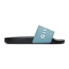 GIVENCHY Blue & Black Logo Pool Slides