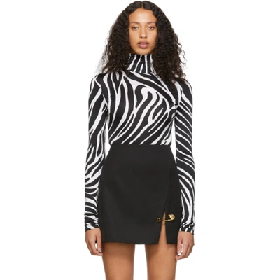 Versace Zebra-print Jersey Bodysuit In A7008 Zebra