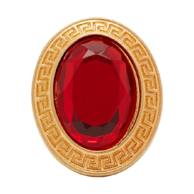 Versace Crystal-embellished Ring In D6t0t Red