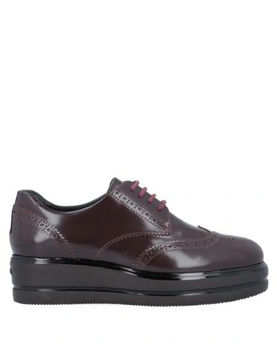 Hogan Laced Shoes In Deep Purple