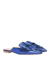Alberta Ferretti 10mm Mia Crackled Metallic Leather Mules In Blue