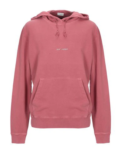 Saint Laurent Hooded Sweatshirt In Pastel Pink