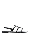 Saint Laurent Black Patent Cassandra Open Sandals