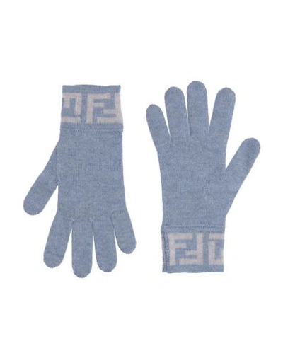 Fendi Gloves In Sky Blue