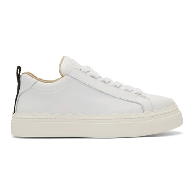 Chloé Lauren Scalloped Leather Sneakers In White