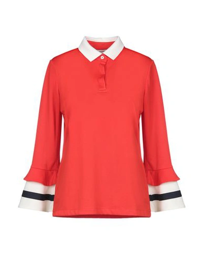 Ganni Polo Shirt In Red