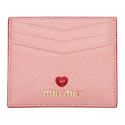 Miu Miu Madras Love Logo Card Holder In Orchid