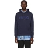 Kenzo Embroidered Jersey Sweatshirt Hoodie In Blue