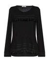 BLUGIRL FOLIES BLUGIRL BLUMARINE WOMAN T-SHIRT BLACK SIZE 4 VISCOSE, ELASTANE