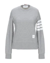Thom Browne Womens Classic Sweatshirt In Classic Loop With Engineered 4 Bar In Light Grey