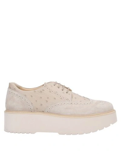 Hogan Lace-up Shoes In Beige