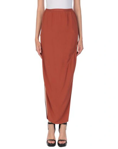 Rick Owens Maxi Skirts In Rust