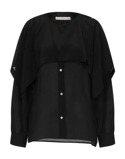 Tela Silk Shirts & Blouses In Black