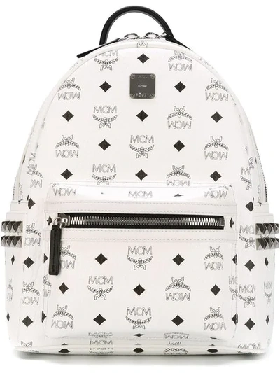 Mcm Small Stark Side Stud Backpack - White In White | White