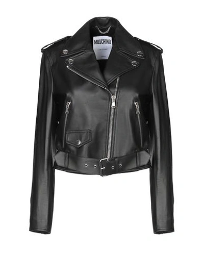 Moschino Biker Jacket In Black